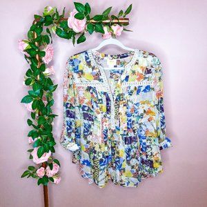 3/$30 Anthropologie Abella Patchwork Floral Blouse